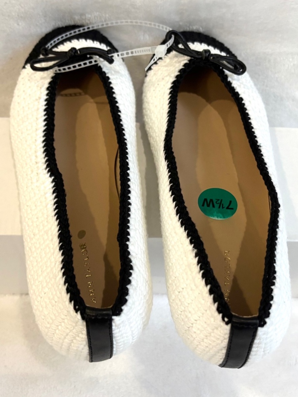 Black White Crochet Knit BalletCore Classic Color Block  Ballet Shoes SZ 7.5M - Picture 12 of 14
